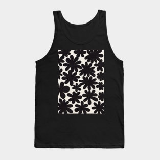 Black Flowers Pattern Tank Top